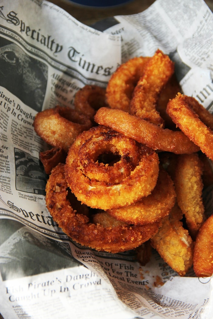Beer-battered onion rings